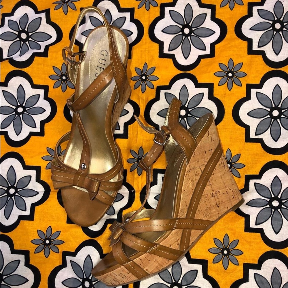 Guess Strapped Platform Wedge Sandals